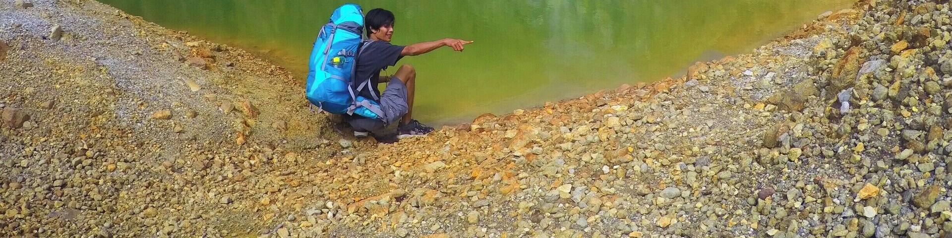 A new hidden crater lake on Mount Papandayan. May 2015.