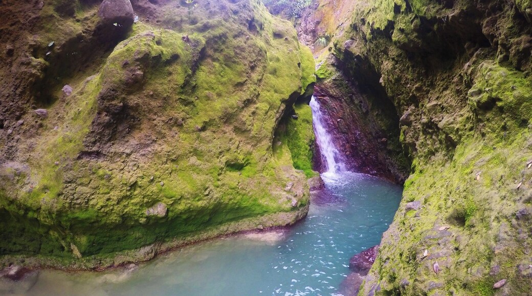 Hidden waterfall on Mount Papandayan. May 2014.
