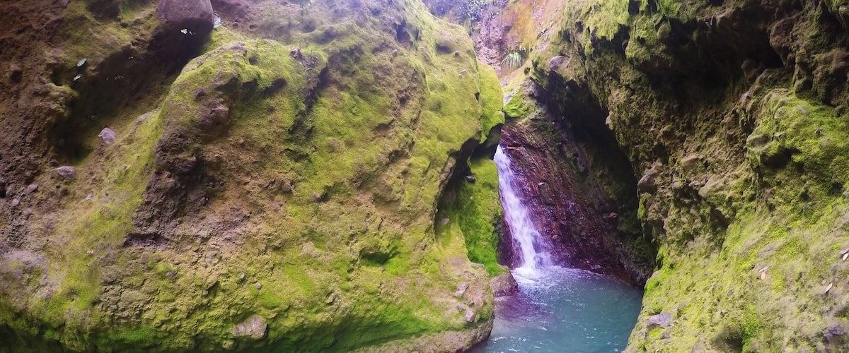 Hidden waterfall on Mount Papandayan. May 2014.