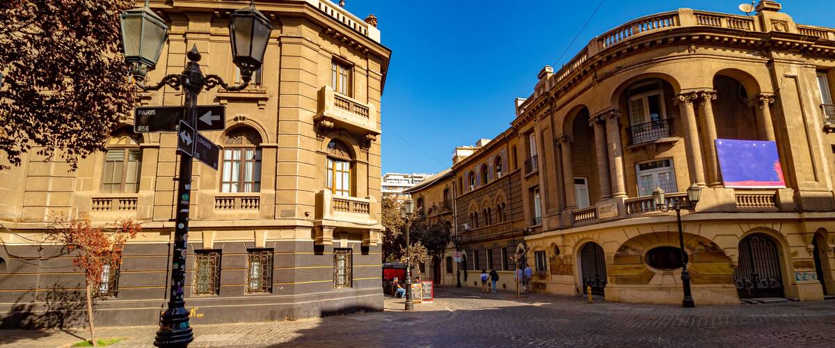 ruas do bairro Paris Londres em Santiago, Chile