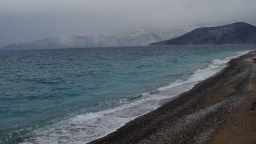 Snow and sea all in one. #lifeatexpedia #expediagreece