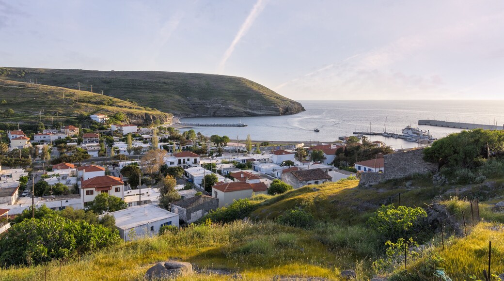 View to the picturesque harbor of Ai Stratis island, Greece