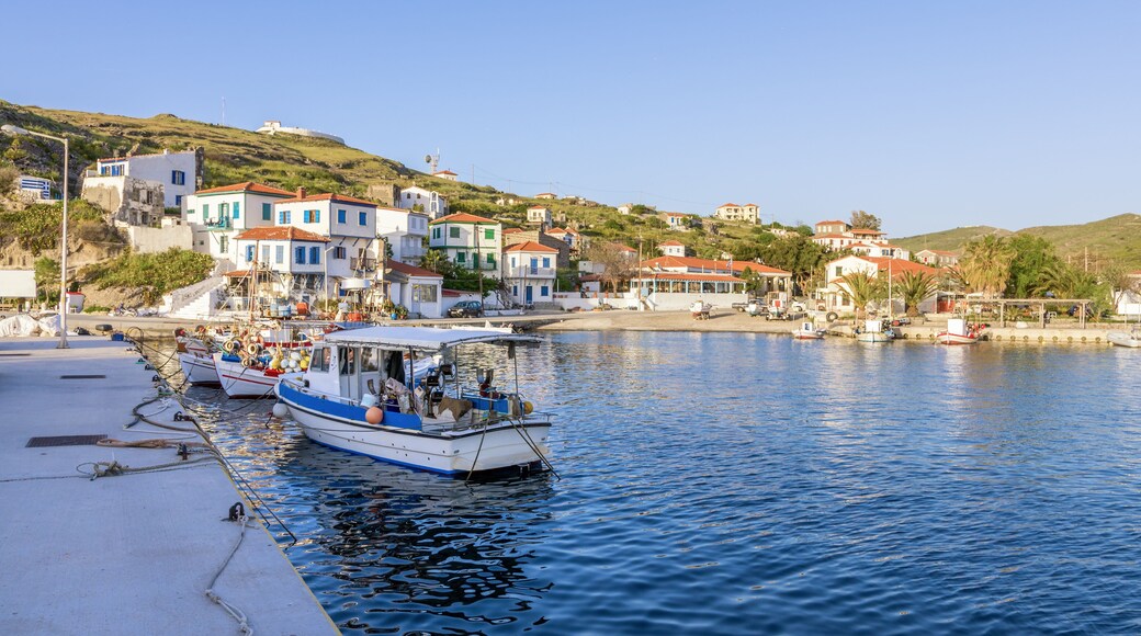 View to the picturesque harbor of Ai Stratis island, Greece