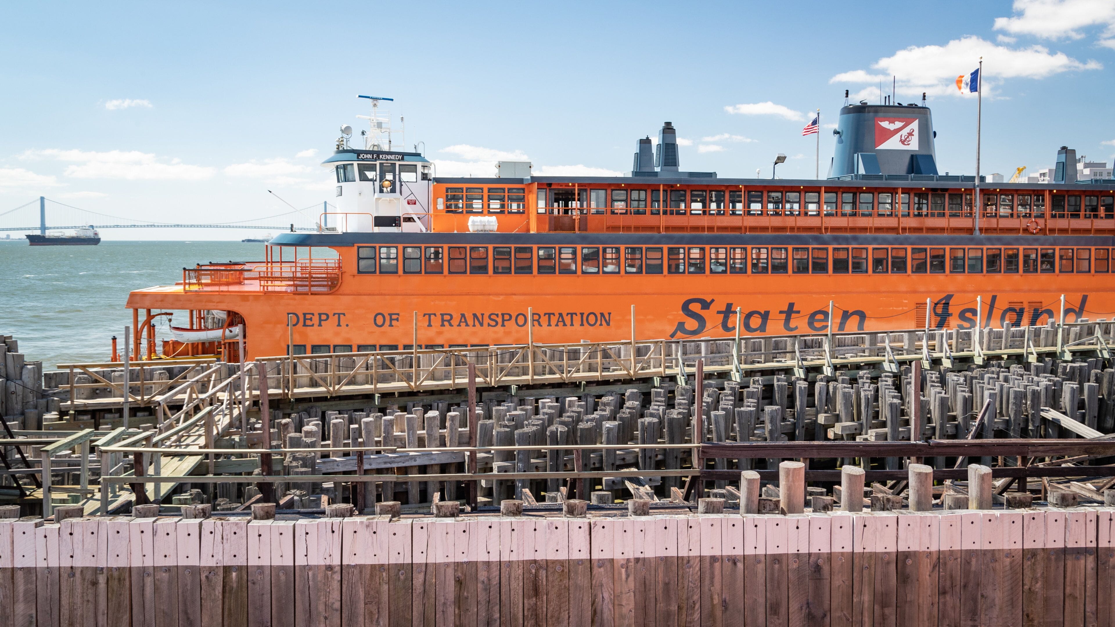Staten Island Ferry Whitehall Terminal showing a bay or harbor