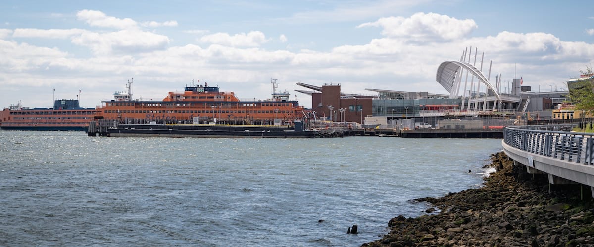 Staten Island Ferry Whitehall Terminal featuring a bay or harbor