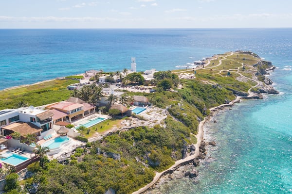 Beautiful island Isla Mujeres, Punta Sur. Aerial View
