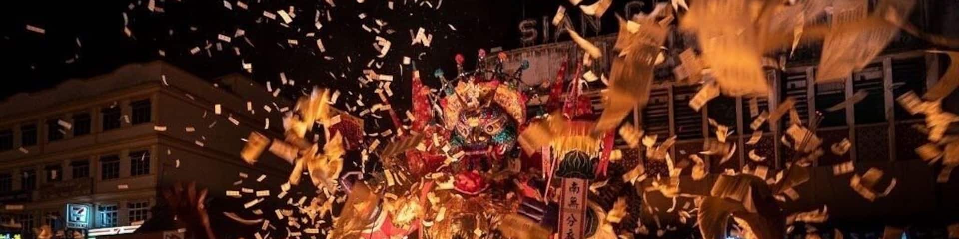 Hungry Ghost Festival 大士爷回銮 II K.Kurau - Malaysia
Hungry Ghost comes from a fusion of Buddhist, Taoist and Confusion teaching. In Buddhism, it is believed that world consist of six realms – one of them is called Preta which is loosely translated as “Hungry Ghost”. In this realm, the dwellers are said to be always hungry with insatiable appetite but they lack the means to either eat or drink. Hungry ghosts are ones that have been neglected by their living family for a long time, died unfairly or not been given proper send off when they died.