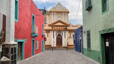 Old ex-Convent and colorful buildings of Mexico
