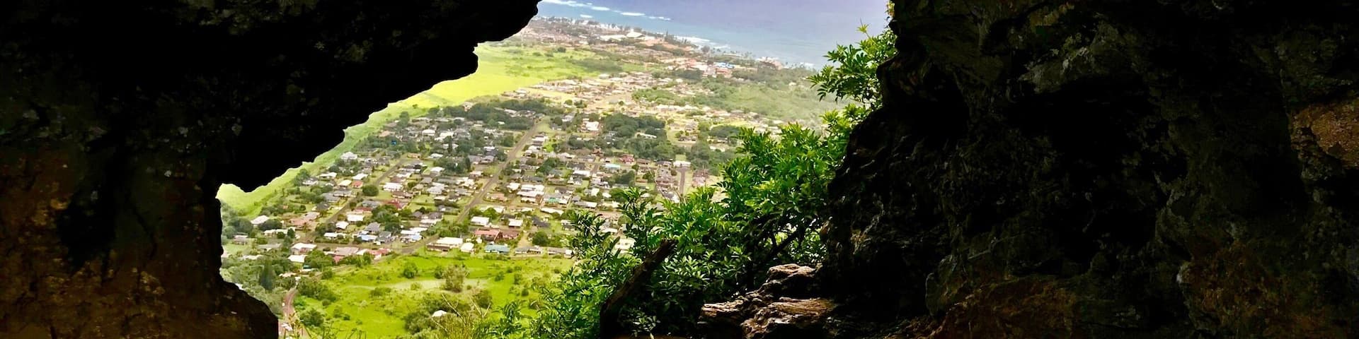 The Nounou Mountain or Sleeping Giant (looks like a giant laying on his back) offers the best views of the East coastline. For the daring, climb to the top of the nose and gander at the 360 degree views of Kapa'a. This image is from inside the nose, a wind tunnel and great place to rest. By far the best hike on Kauai thus far. #takeahike