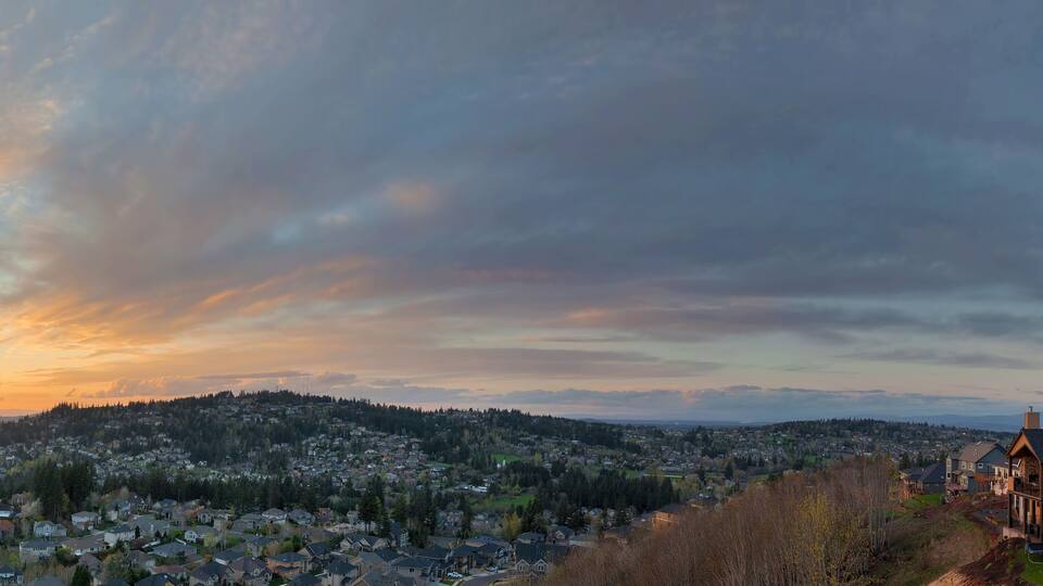 Sunset View Over Happy Valley Oregon Panorama