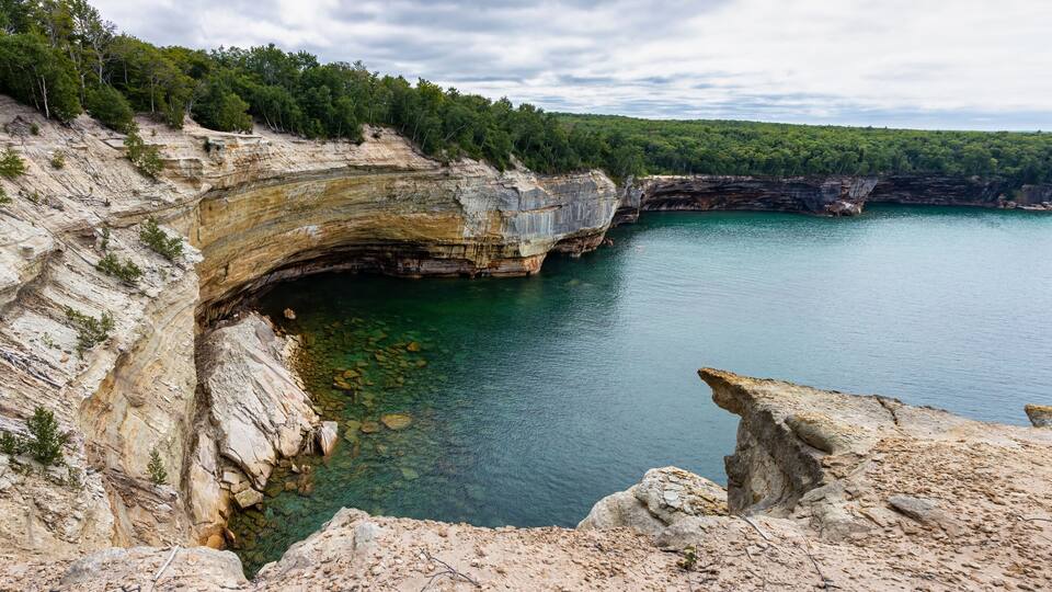 Landscape in Pictured Rocks National Lakeshore on Lake Superior in Michigan, USA