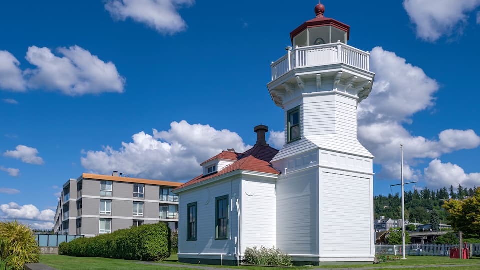 Mukilteo city and lighthouse in Washington state.