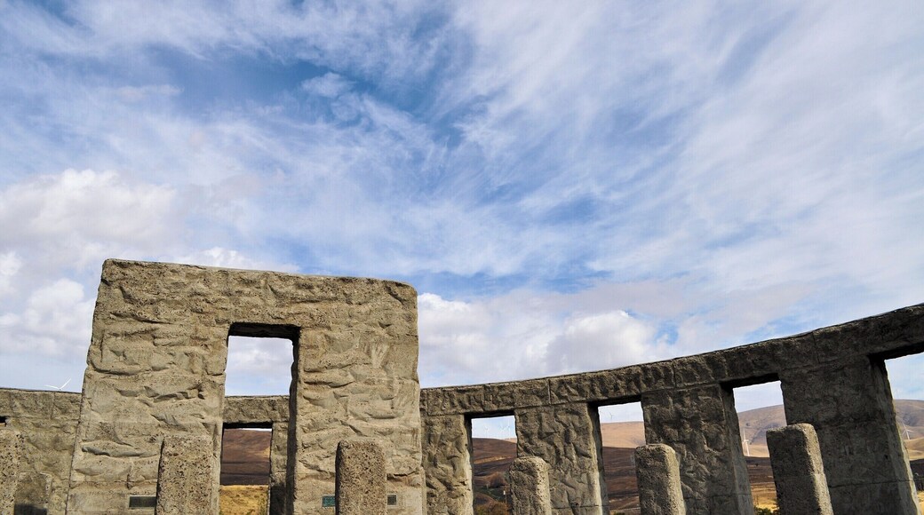 Maryhill's Stonehenge sits on a hillside that overlooks the Columbia River in Eastern Washington. It was completed in 1929 to the original Stonehenge dimensions by Sam Hill, a local philanthropist, as a war memorial to the servicemen who died in Klickitat County during WWI.
This roadside attraction is free with beautiful vistas of rolling golden hills and endless blue sky. #architecture #monuments #roadtrip #StunningStructures
