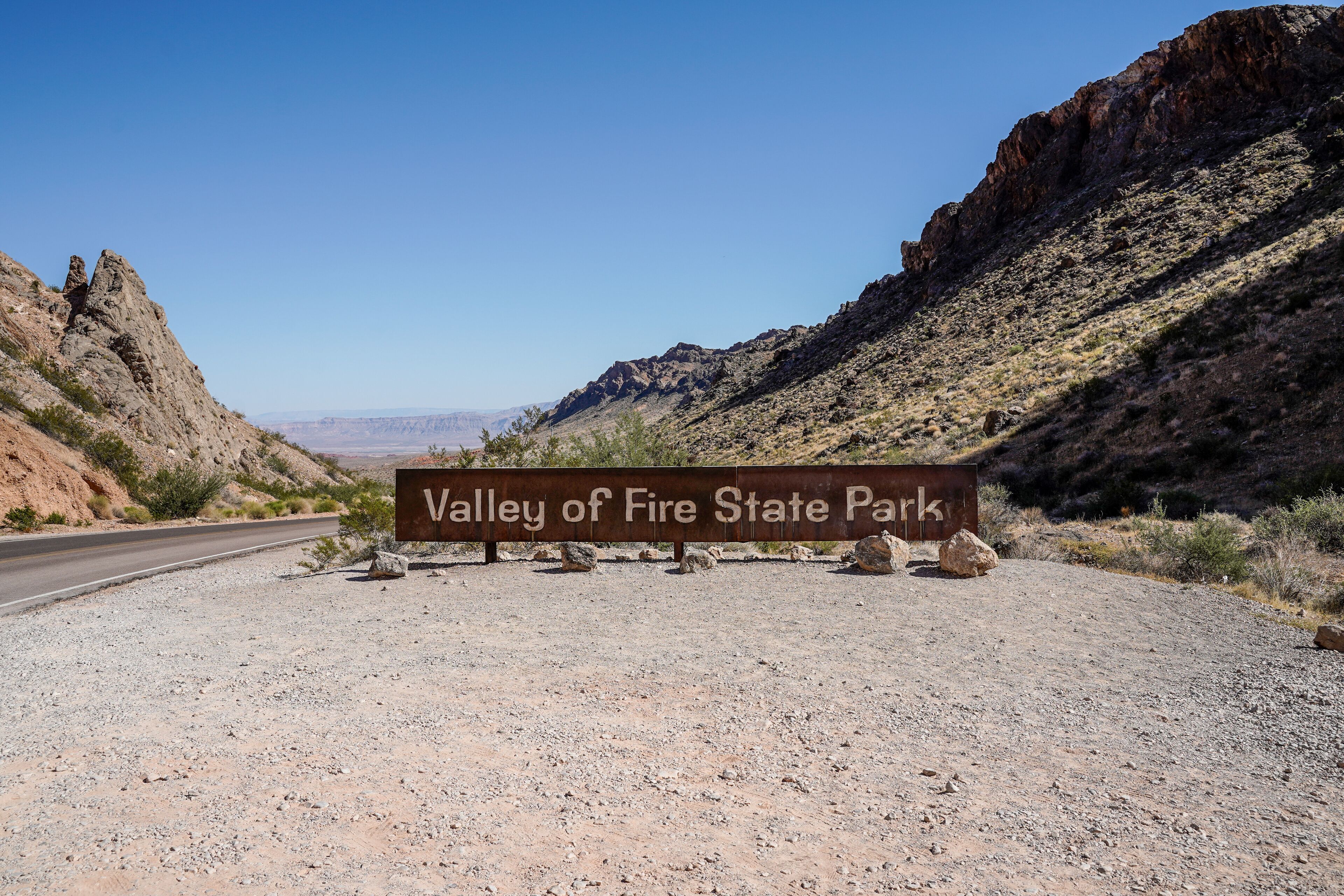 Entrance to the Valley of Fire State Park in Moapa Valley, Nevada.