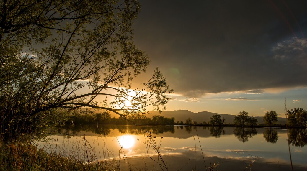 Sunset over the neighborhood lake