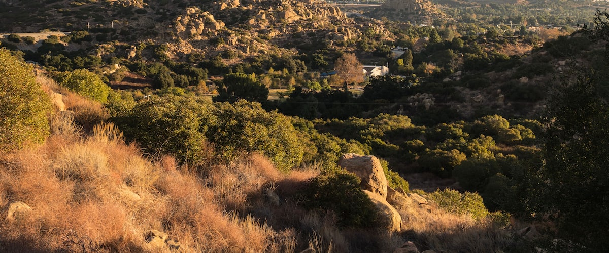 Early morning view towards Chatsworth Park South and Stoney Point in Los Angeles California.