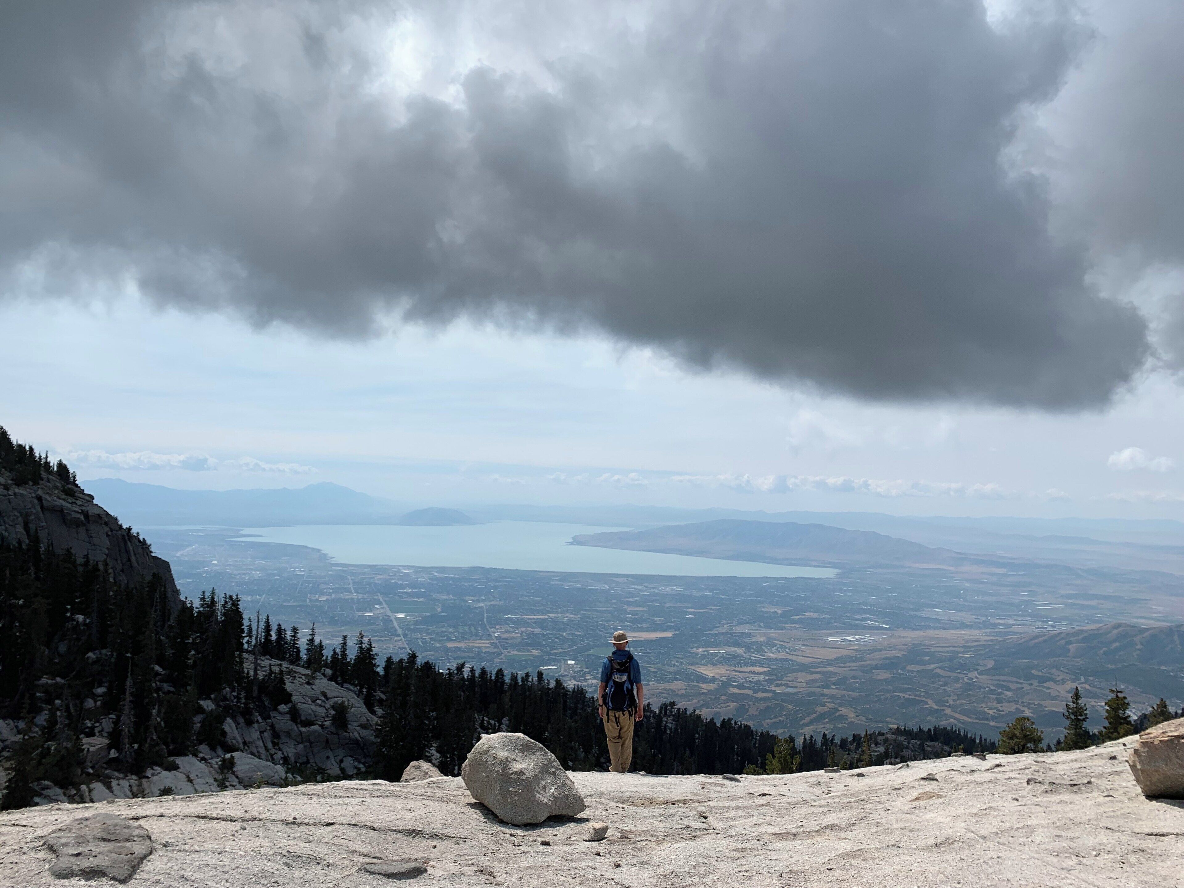About half way up lone peak this is the view you get looking back. It’s so pretty!! #adventure