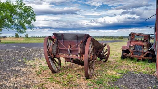 Antique Wagon Cart and Truck. Shaniko, Oregon Ghost Town