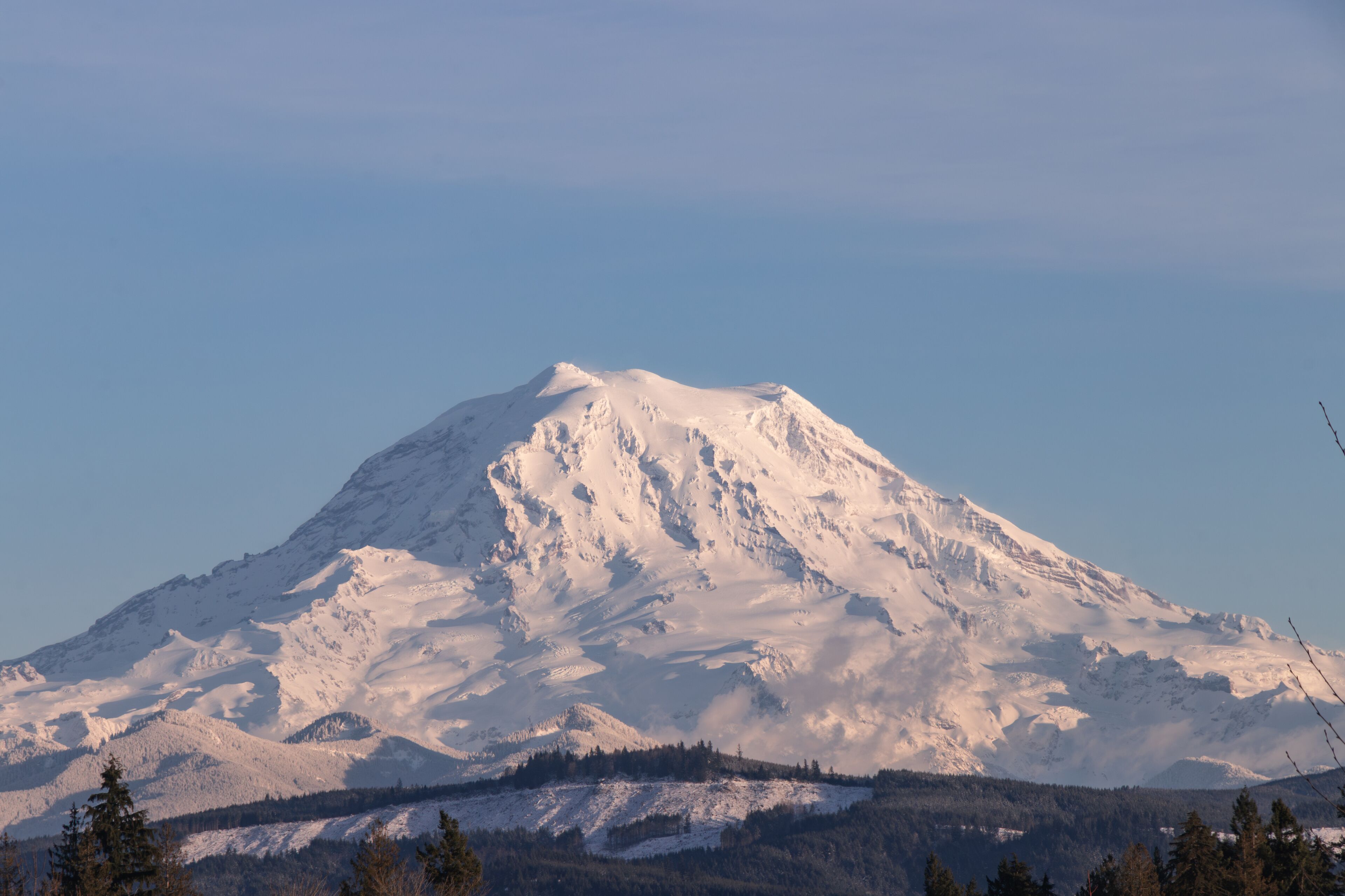 Snow covered Mount Rainier in Washington