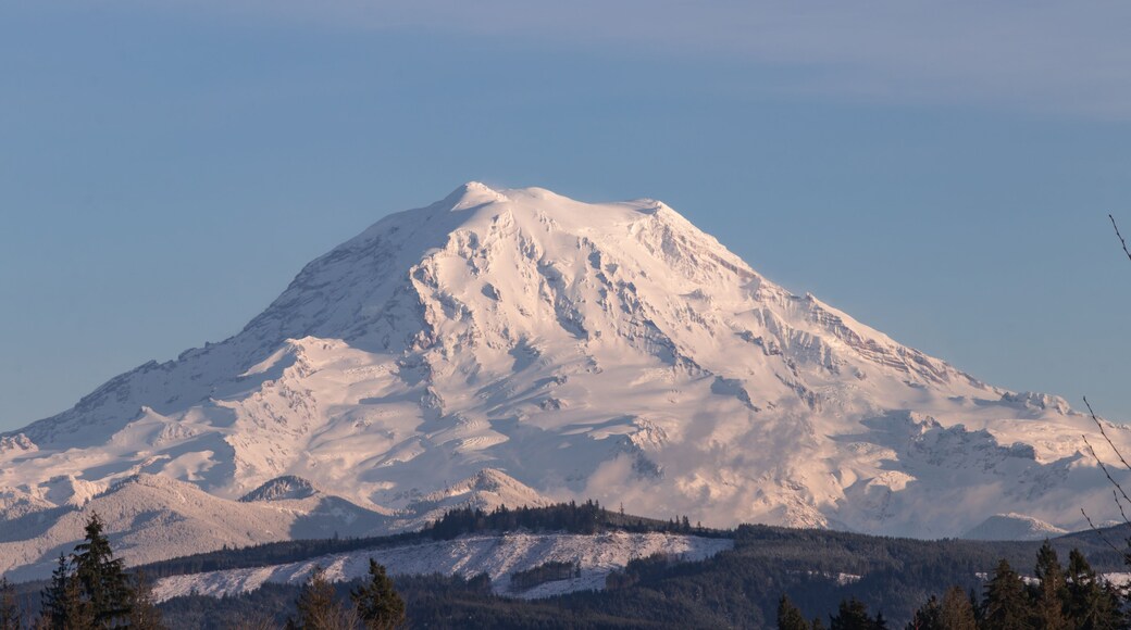 Snow covered Mount Rainier in Washington