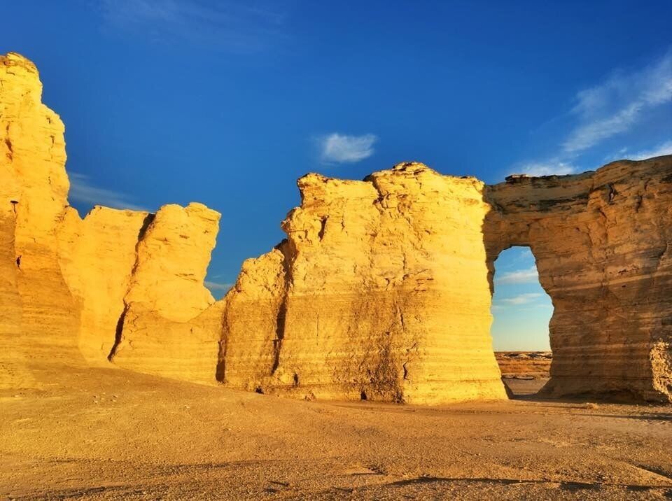 Sunset at Monument Rocks, KS. (Formally known as the Chalk Pyramids.) 