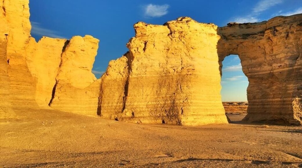 Sunset at Monument Rocks, KS. (Formally known as the Chalk Pyramids.)