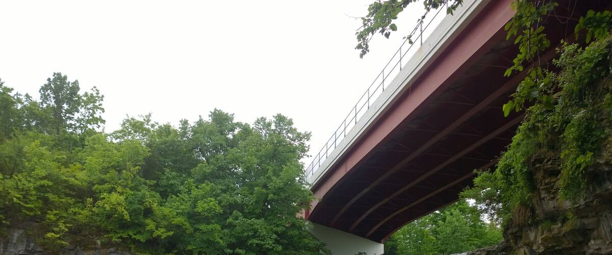 While traveling on OH 48, it is easy to miss the village of Ludlow Falls and its population of roughly 200.
Surprisingly, it's even easier to miss this beautiful 15ft waterfall because it's right below the road you're traveling.