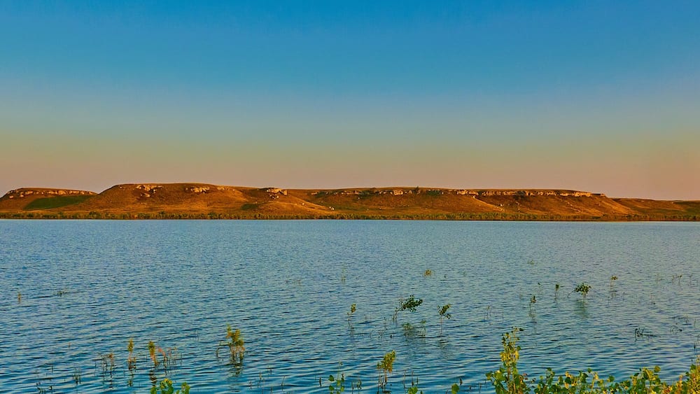 Bluffs at Horse Thief Reservoir, Kansas.