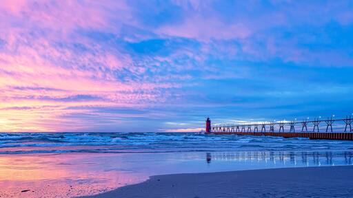 sunset over Lake Michigan