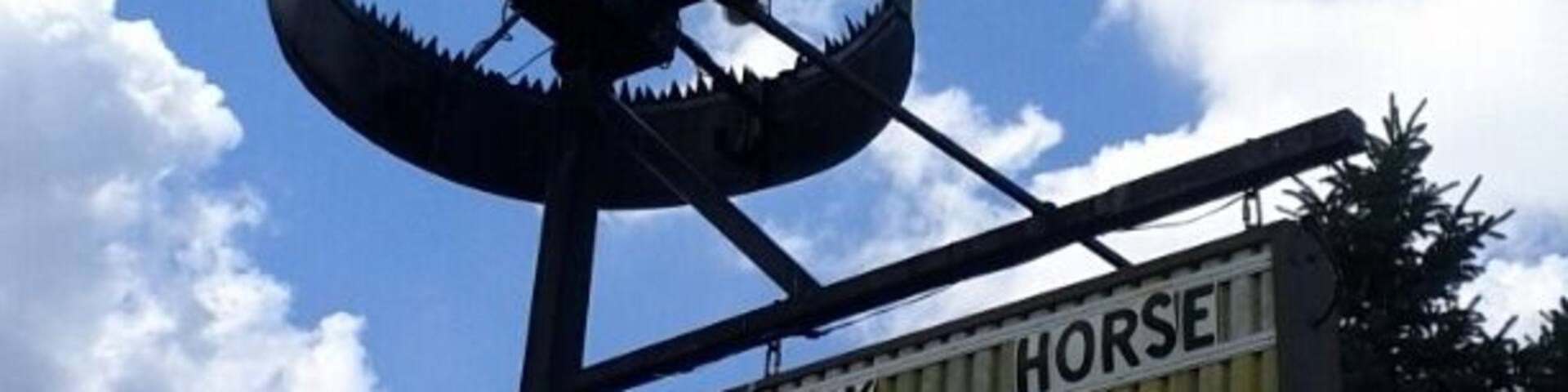 Sign for the Crazy Horse reception hall.