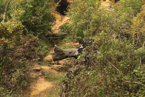 One of the caves in the cliffs at Horse Thief Canyon