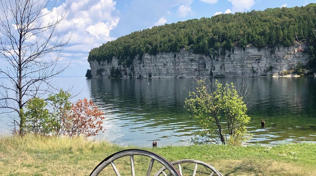 The limestone from these cliffs was mined to be used in the smelting process