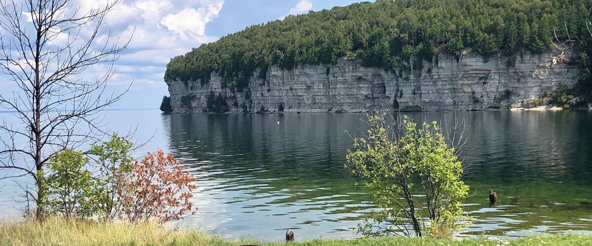 The limestone from these cliffs was mined to be used in the smelting process