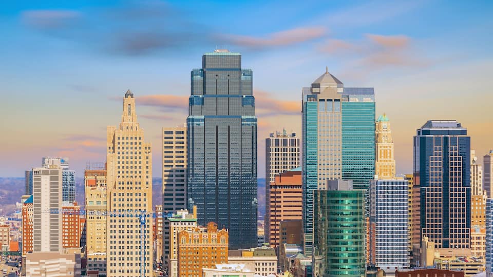 View of Kansas City skyline in Missouri