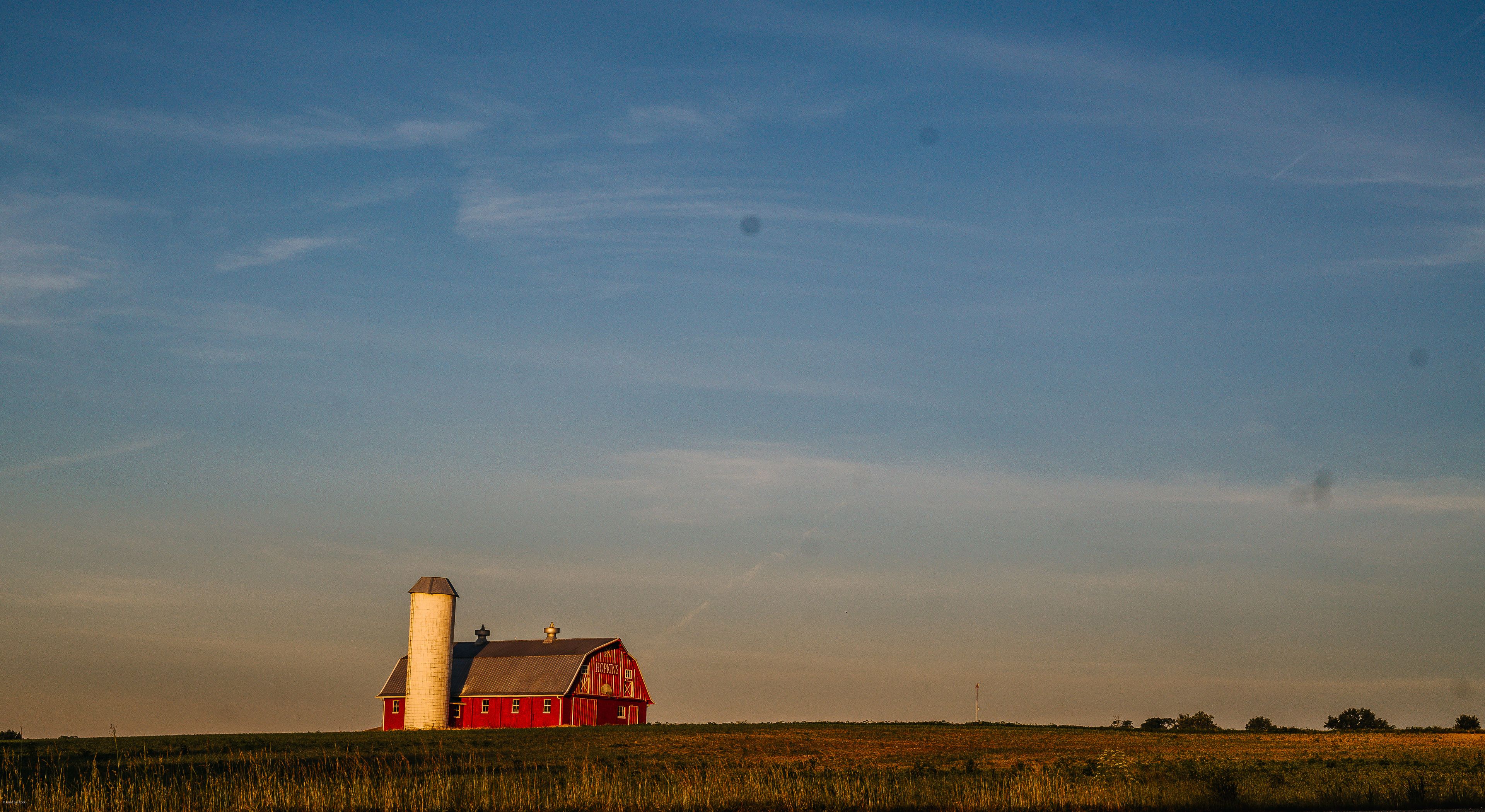 Sunrise over a barn in Indiana