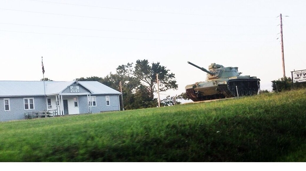 A cool tank on the side of the road not sure what significance it holds.
