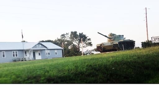 A cool tank on the side of the road not sure what significance it holds.
