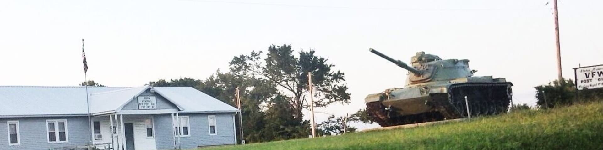 A cool tank on the side of the road not sure what significance it holds.