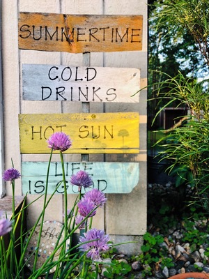 I just loved how the sun placed the shadows of the flowers on the sun sign.