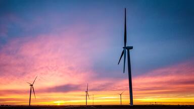 The sun sets over the Kansas horizon, where a new wind farm is rising a more environmentally friendly way to quench our unlimited thirst for energy.
#usa #windpower