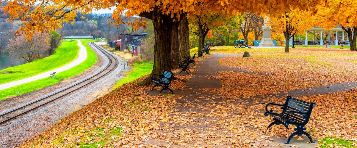 Historical Galena Town view at Autumn in Illinois of USA