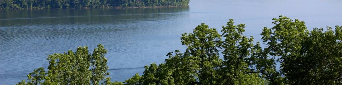 The morning view of the lake in the park