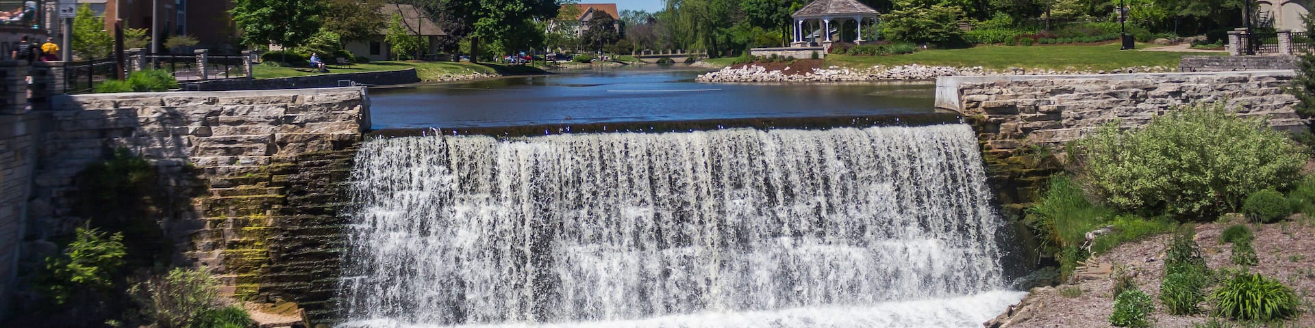 Beautiful Dam at Mill Pond in Menomonee Falls, Wisconsin