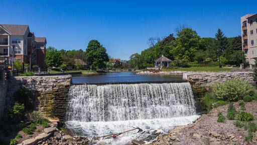 Beautiful Dam at Mill Pond in Menomonee Falls, Wisconsin