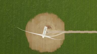 A wind generator surrounded by rows of corn.
#patterns