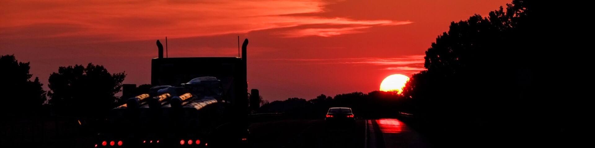 Sunset along Route 80 near the Iowa and Illinois border.