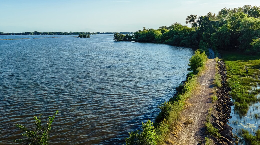 Aerial View of the Breakwall Paths on the Fox River in Oshkosh