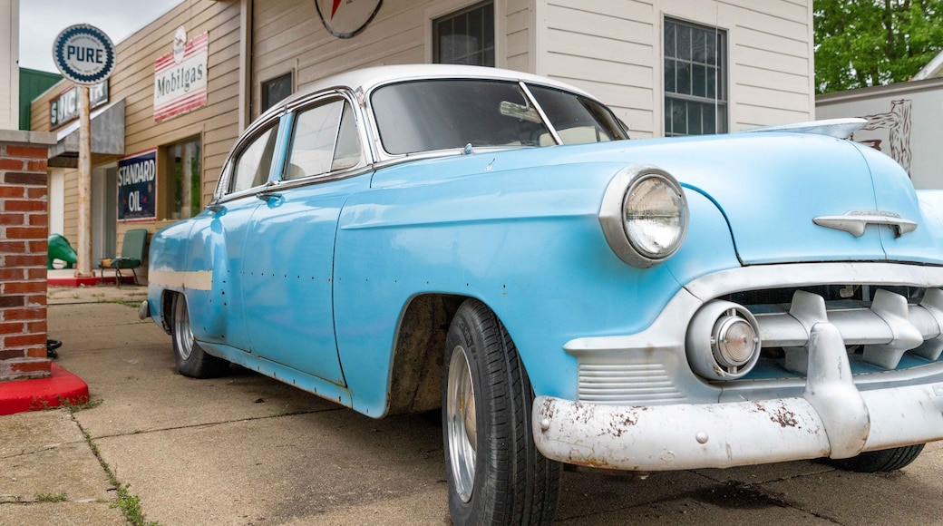 Route 66 - Williamsville, IL: 1930s service station, complete with vintage pumps and signage.