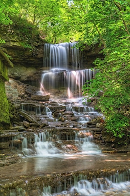 West Milton Cascades. Multi-level cascading waterfall