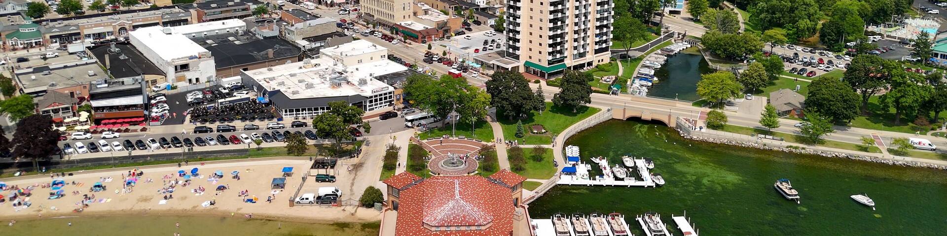 Aerial view of Lake Geneva, Wisconsin - USA